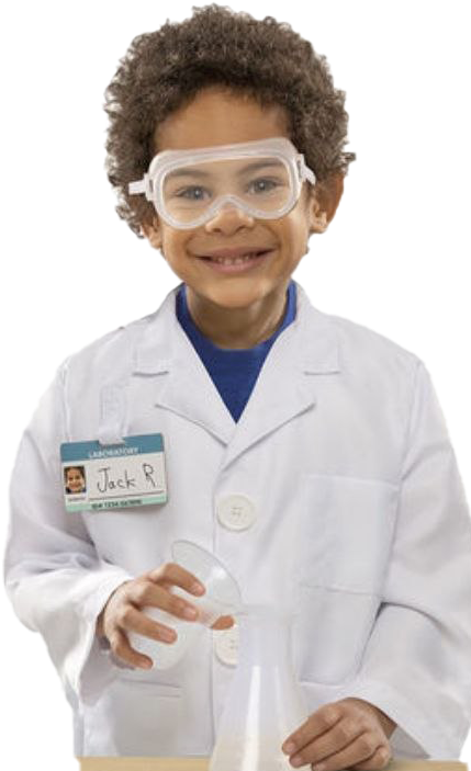Young Scientistin Lab Coat PNG image