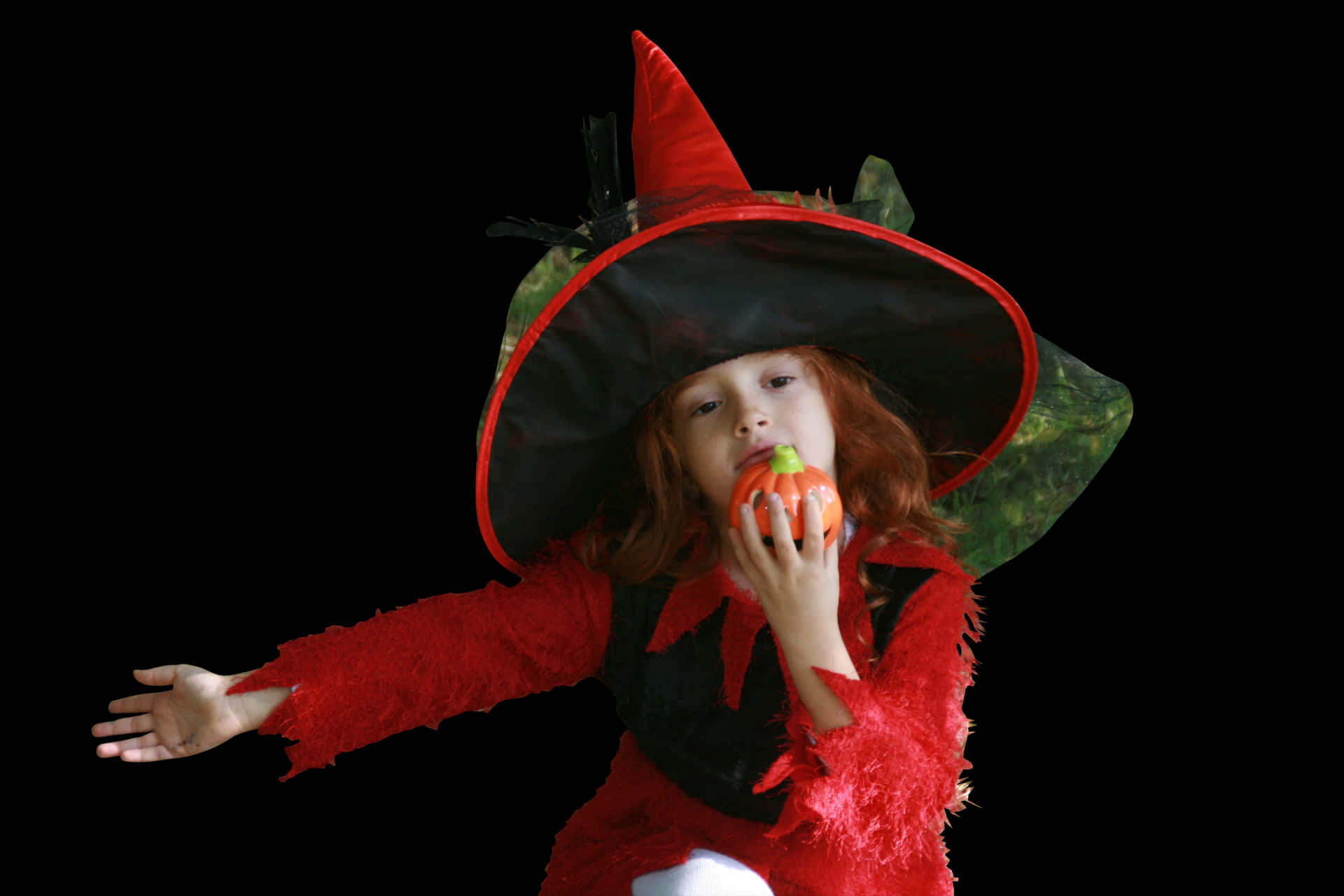 Young Witchwith Pumpkin PNG image