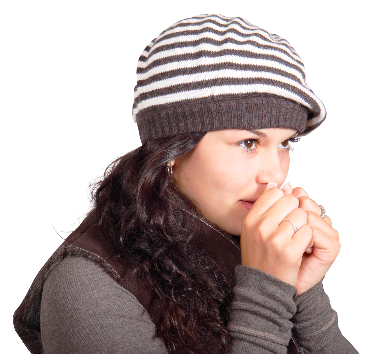 Young Woman Wearing Beanie Hat PNG image