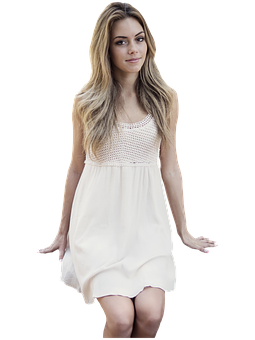 Young Womanin White Dress PNG image