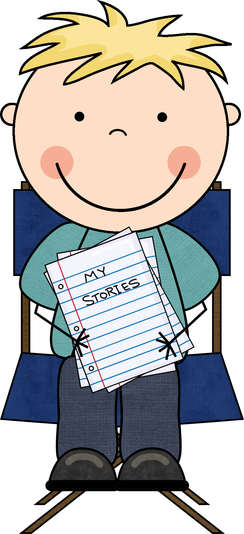 Young Writerwith Stories PNG image