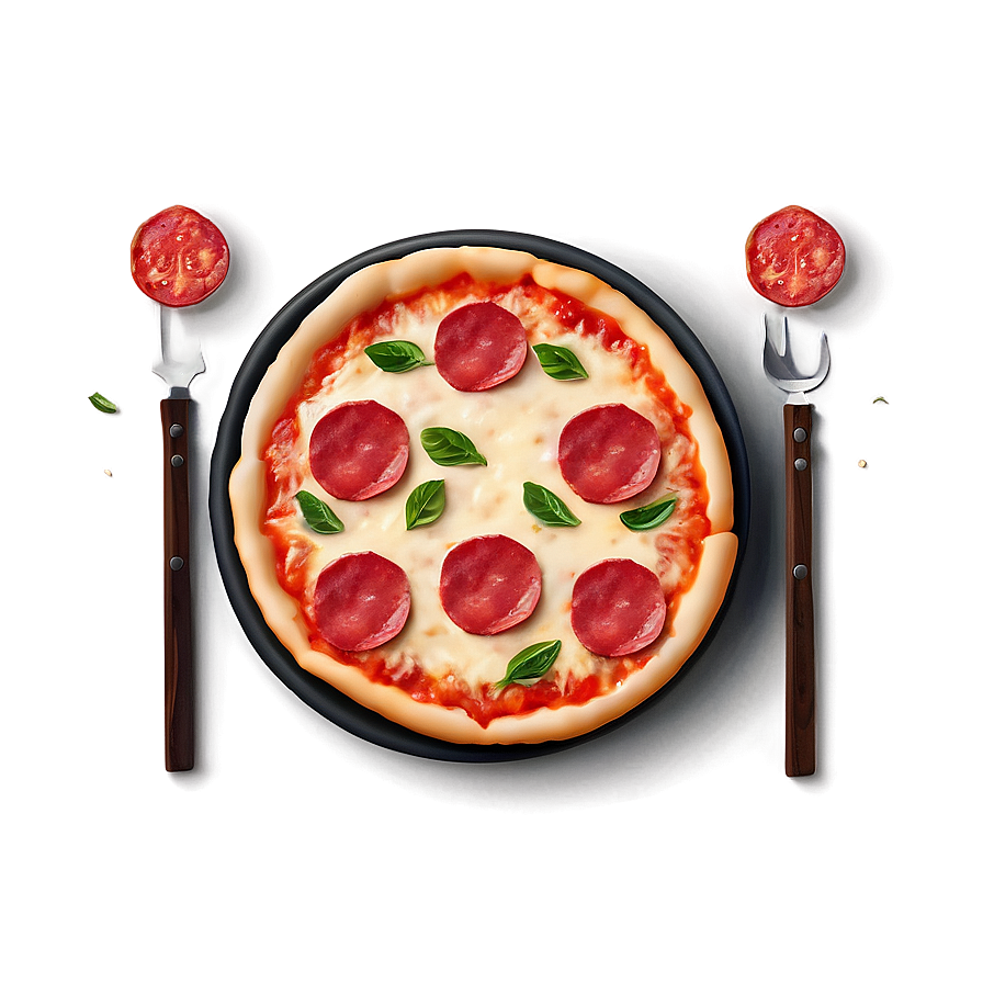 Yummy Pepperoni Pizza Top View Png Ump52 PNG image