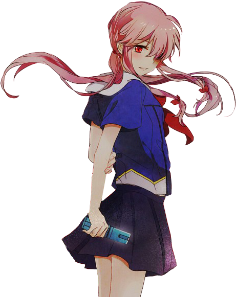 Yuno Gasai Pink Haired Anime Character PNG image