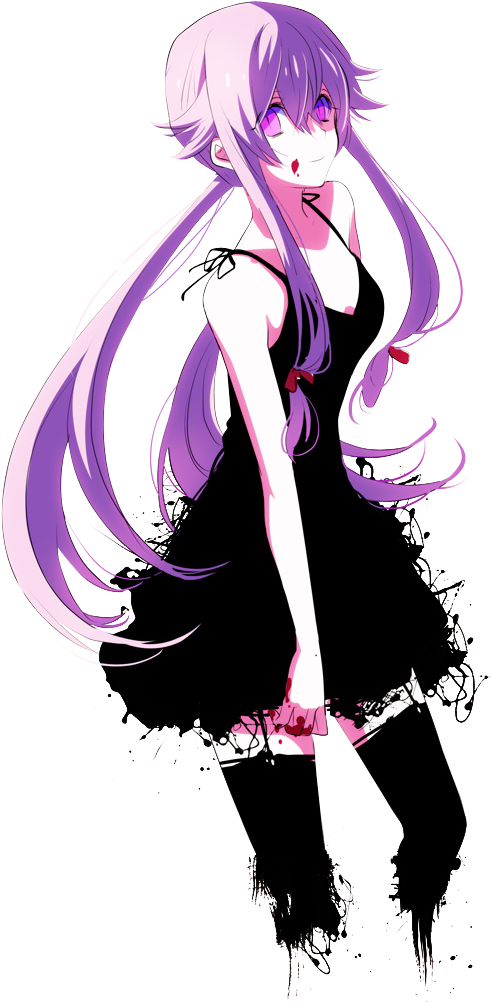 Yuno Gasai Purple Hair Anime Character PNG image