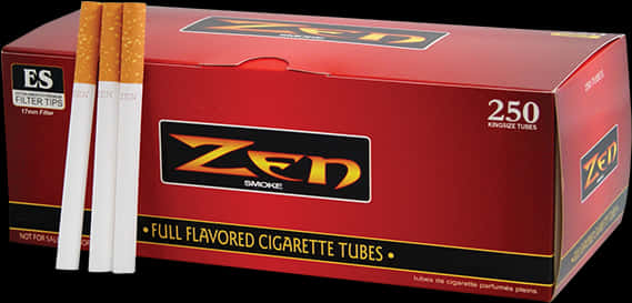 Zen Cigarette Tubes Packaging PNG image