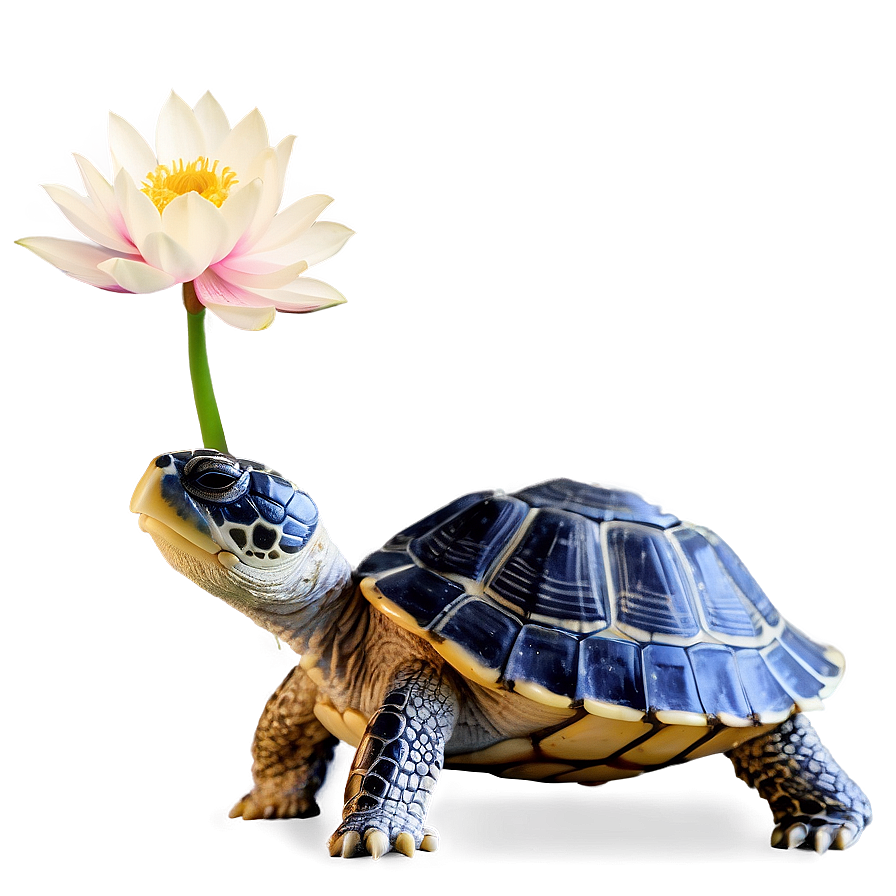 Zen Turtle With Lotus Flower Png 50 PNG image