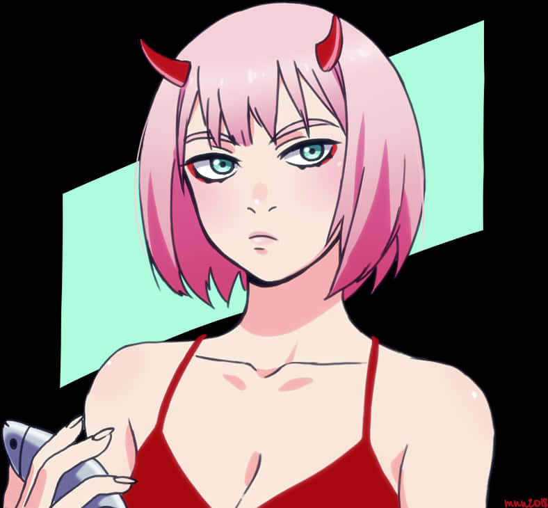 Zero Two Animated Character Portrait PNG image