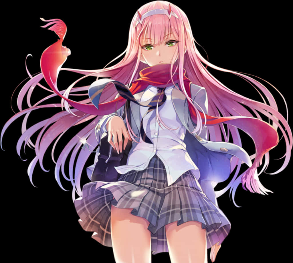 Zero Two Anime Character Illustration PNG image