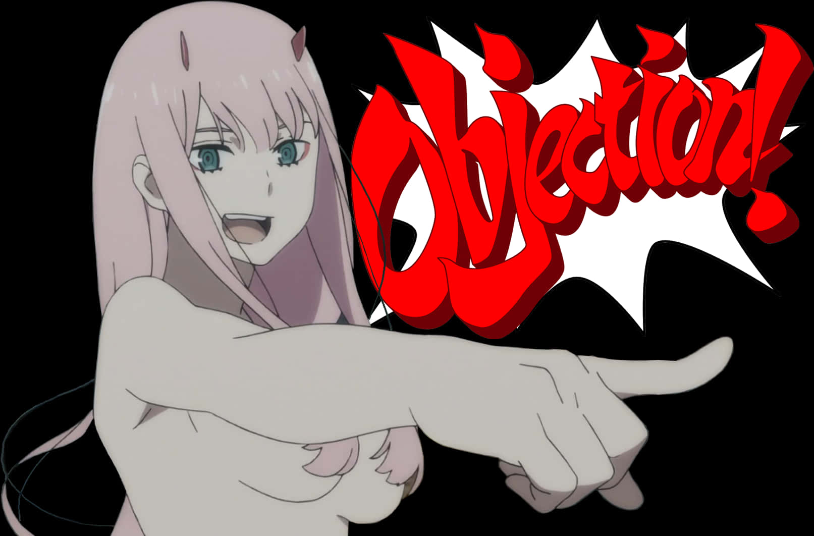 Zero Two Objection Meme PNG image