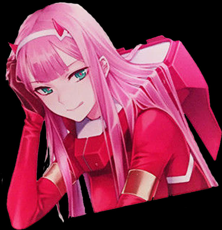 Zero Two Smiling Anime Character PNG image