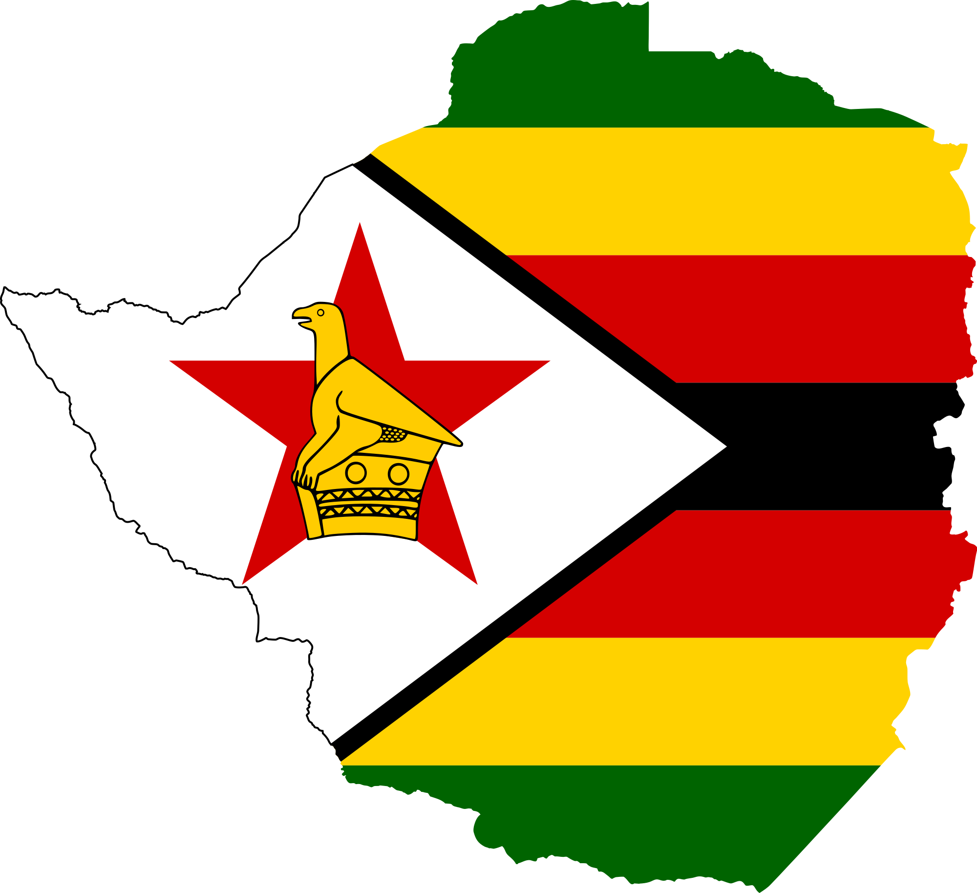 Zimbabwe Flag Map Graphic PNG image