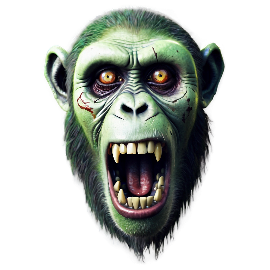 Zombie Monkey Face Horror Png 06272024 PNG image