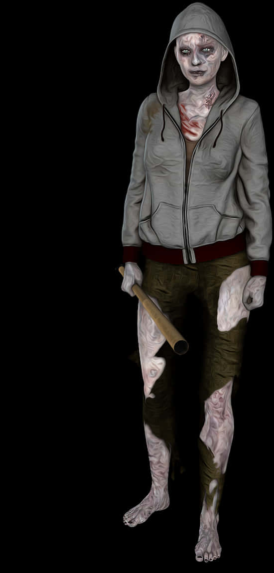 Zombie_with_ Baseball_ Bat PNG image