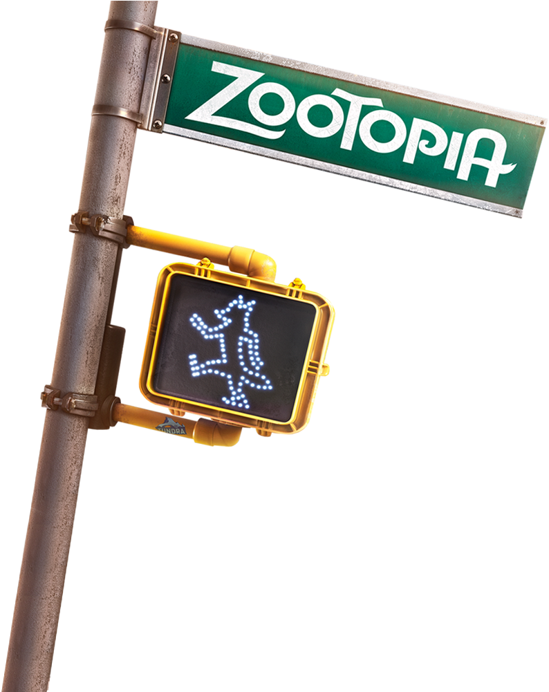 Zootopia Street Signand Pedestrian Signal PNG image