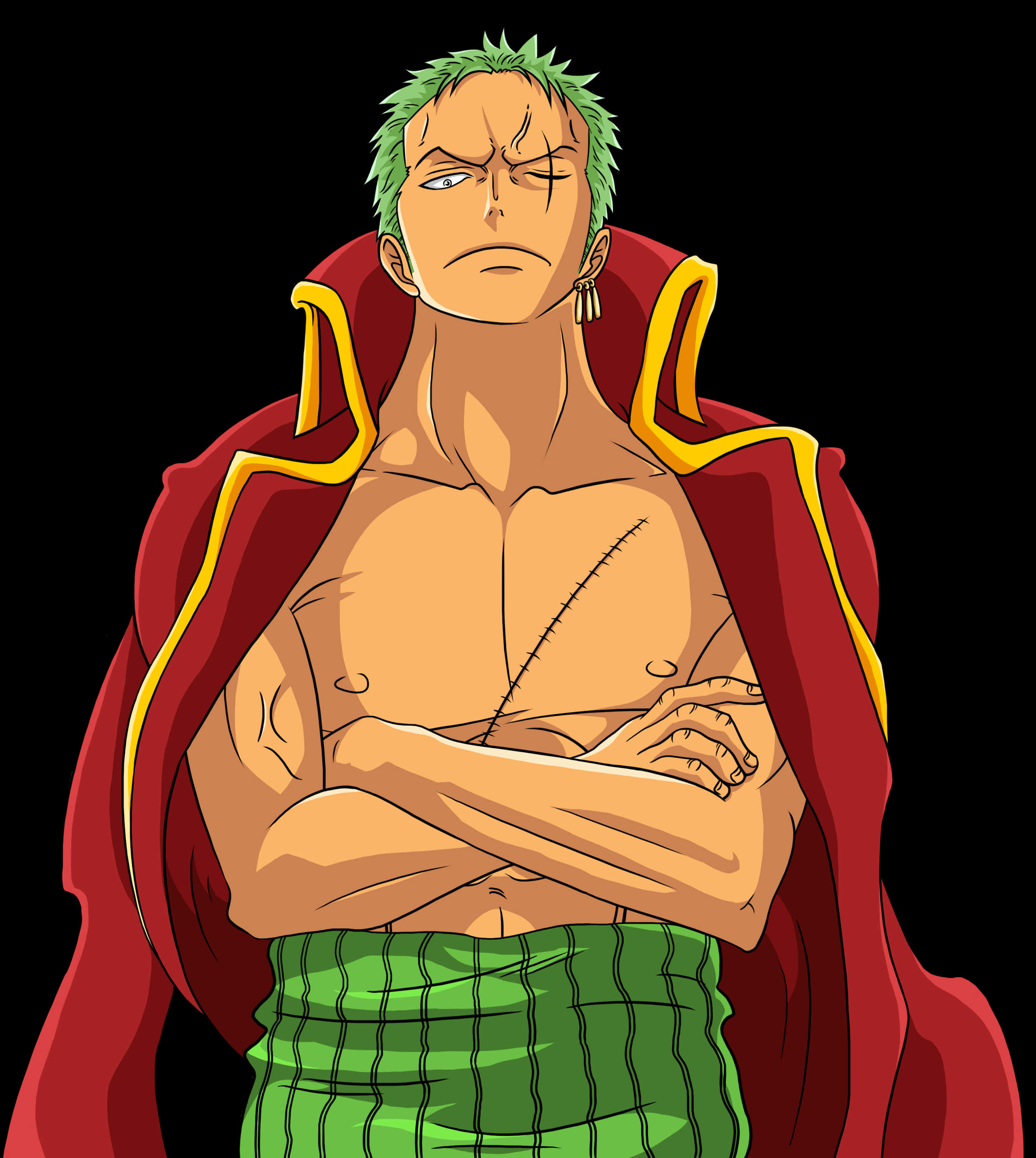 Zoro One Piece Confident Stance PNG image