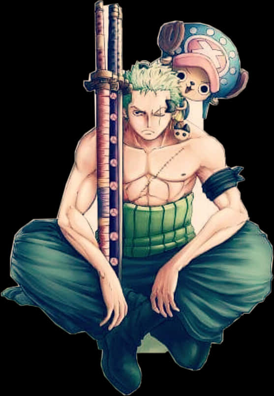 Zoroand Chopper One Piece Illustration PNG image