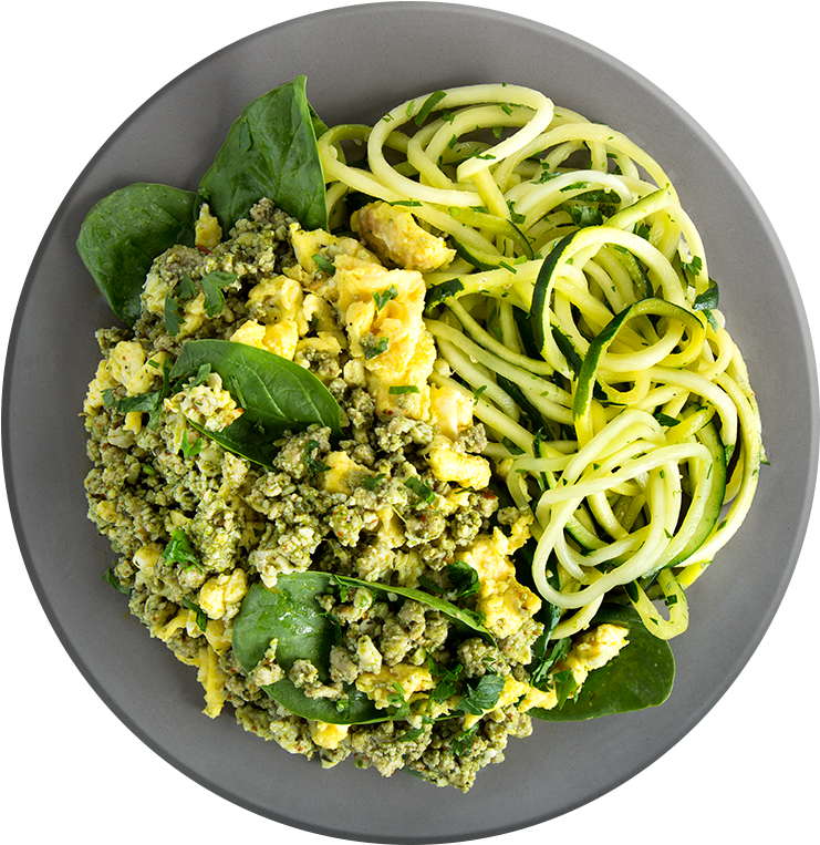 Zucchini Noodleswith Pestoand Eggs PNG image