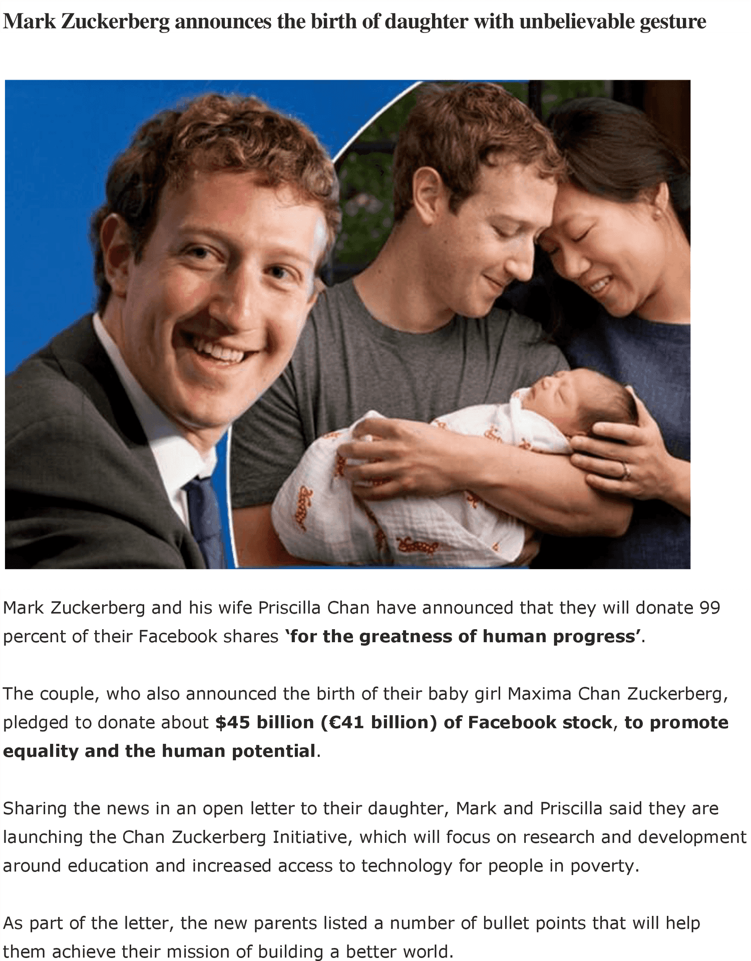 Zuckerberg Family Announcement PNG image