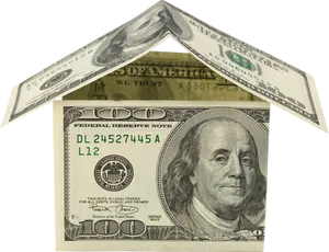 100 Dollar Bill Flying Over Stack PNG image
