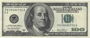 100 Dollar Bill Front View PNG image