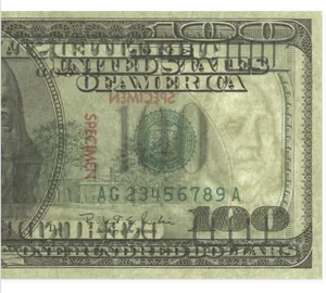 100 Dollar Bill Specimen PNG image