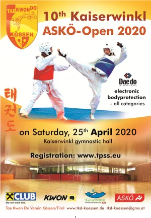 10th Kaiserwinkl A S K O Open Taekwondo2020 Poster PNG image