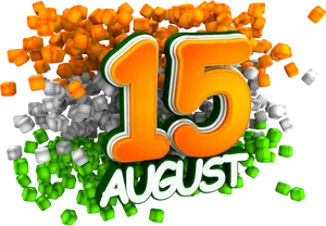 15 August Celebration3 D Render PNG image