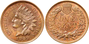 1909 S Indian Head Penny PNG image