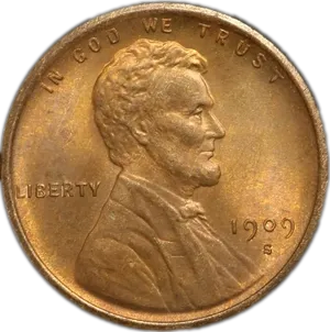 1909 S V D B Lincoln Penny PNG image
