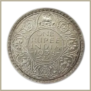 1938 Indian One Rupee Coin PNG image