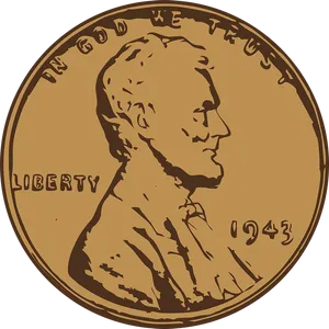 1943 Lincoln Wheat Penny PNG image
