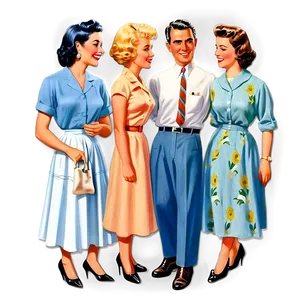 1950s American Suburbia Illustration PNG 06242024