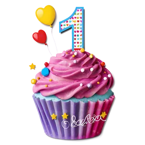 1st Birthday Cupcake Topper PNG 06202024 PNG
