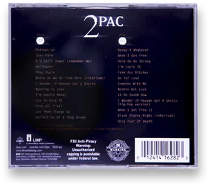 2 Pac Album Back Cover Tracklist PNG image