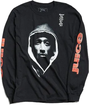 2 Pac Juice Black Sweatshirt PNG image