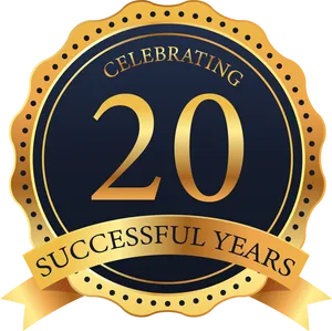 20 Years Anniversary Celebration Badge PNG image