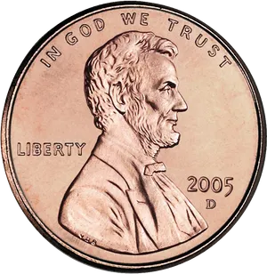 2005 Denver Mint Lincoln Penny PNG image