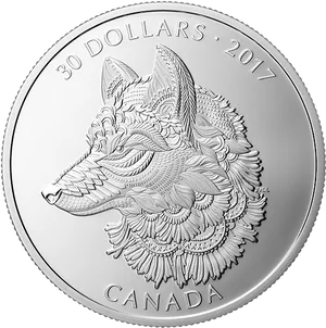 2017 Canadian30 Dollar Silver Coin PNG image