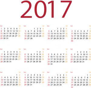 2017 Full Year Calendar Clipart PNG image