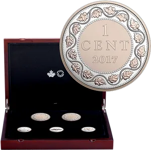 2017 One Cent Coin Collection Display PNG image