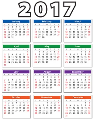 2017 Yearly Calendar Overview PNG image
