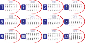 2018 Monthly Calendar Display PNG image