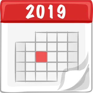 2019 Calendar Iconwith Red Marker PNG image