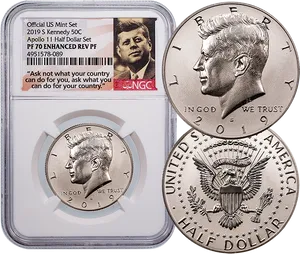 2019 Kennedy Half Dollar Commemorative Coin PNG
