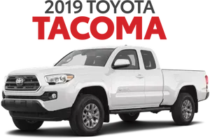 2019 Toyota Tacoma White Pickup Truck PNG image