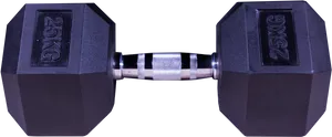 25kg Black Hex Dumbbell PNG