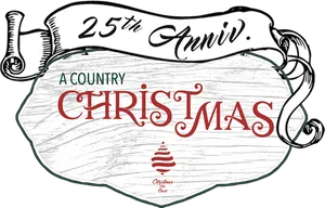 25th Anniversary Country Christmas Banner PNG image