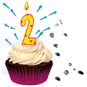 2nd Birthday Cupcake Design Png 8 PNG image