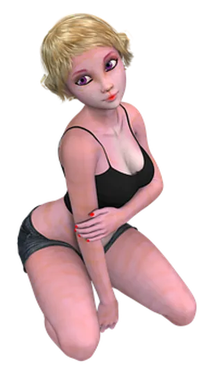 3 D Animated Blonde Female Character