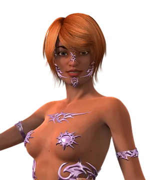 3 D Animated Womanwith Tribal Markings